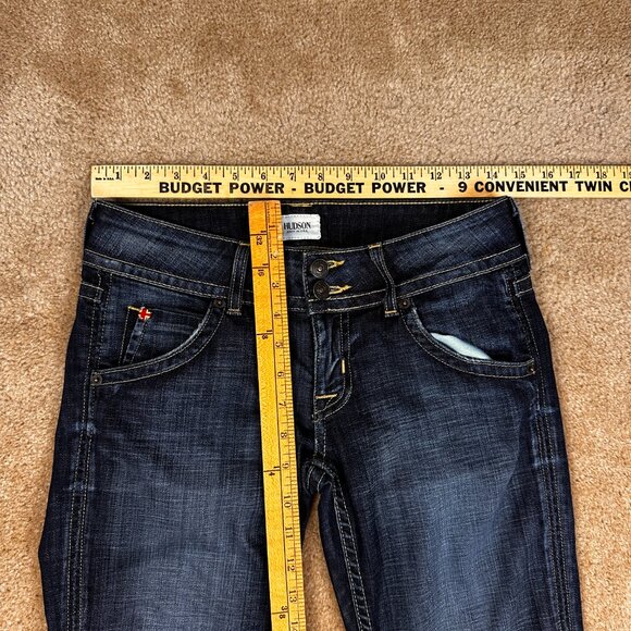 Hudson Women’s Dark Wash Denim Flare Bootcut Stretch Flap Pockets USA Made Sz 28 - Picture 6 of 7